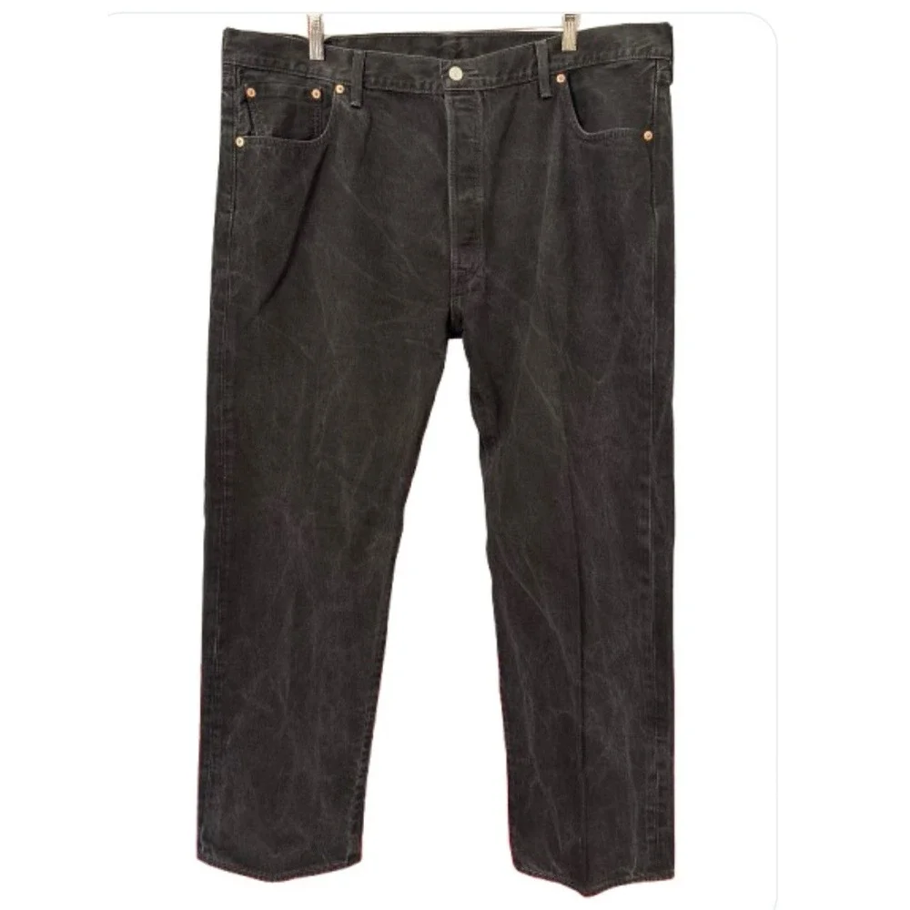 Levi's 501xx Button Fly Jeans Men‎ 44x30 Black Straight Leg Dark Wash Boot Cut